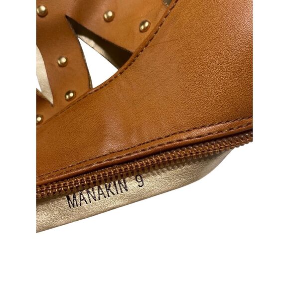 Pink Key Womens 9 Manakin Studded Ankle Zipper Wedge Heel Gladiator Sandals - Picture 8 of 11